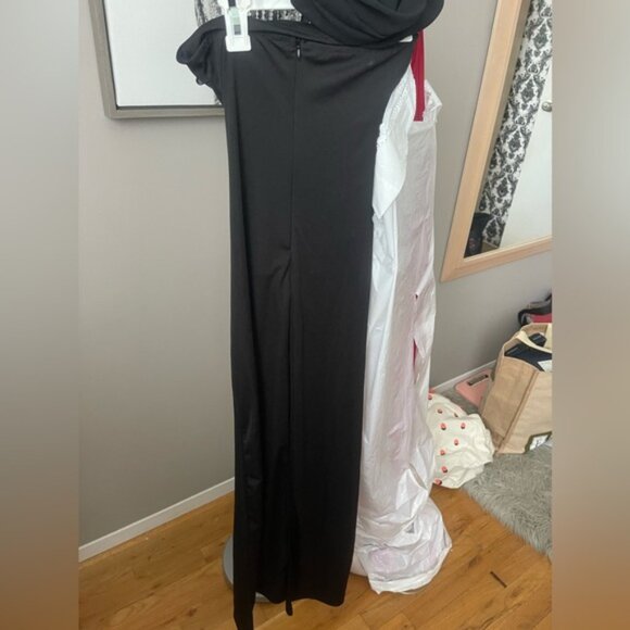 Athene Black Vesper maxi dress/black wedding guest dress with neck scarf - Picture 4 of 5